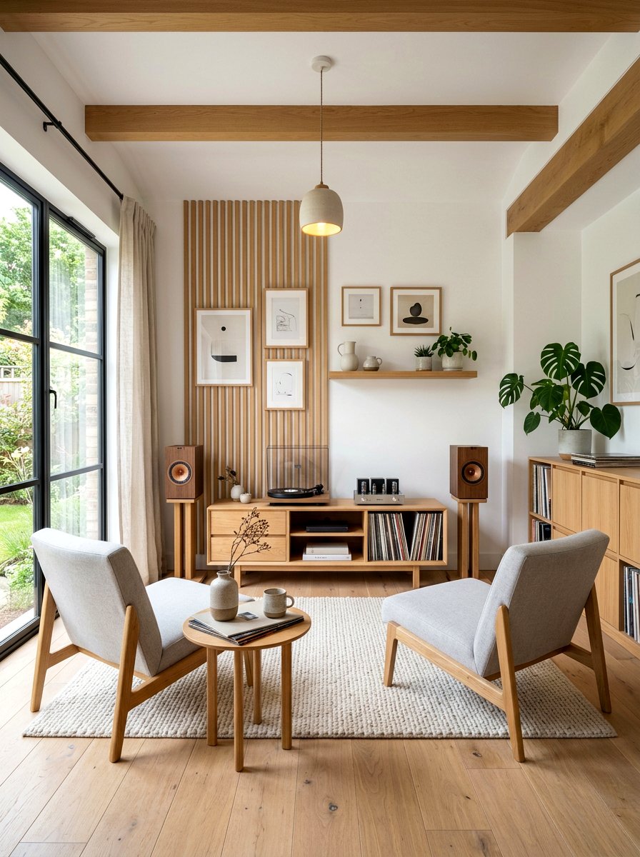 Japandi record listening room - 30 record listening room ideas