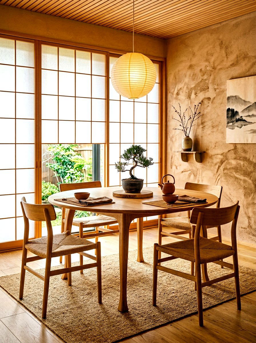 Japandi round dining table - 30 round dining table ideas