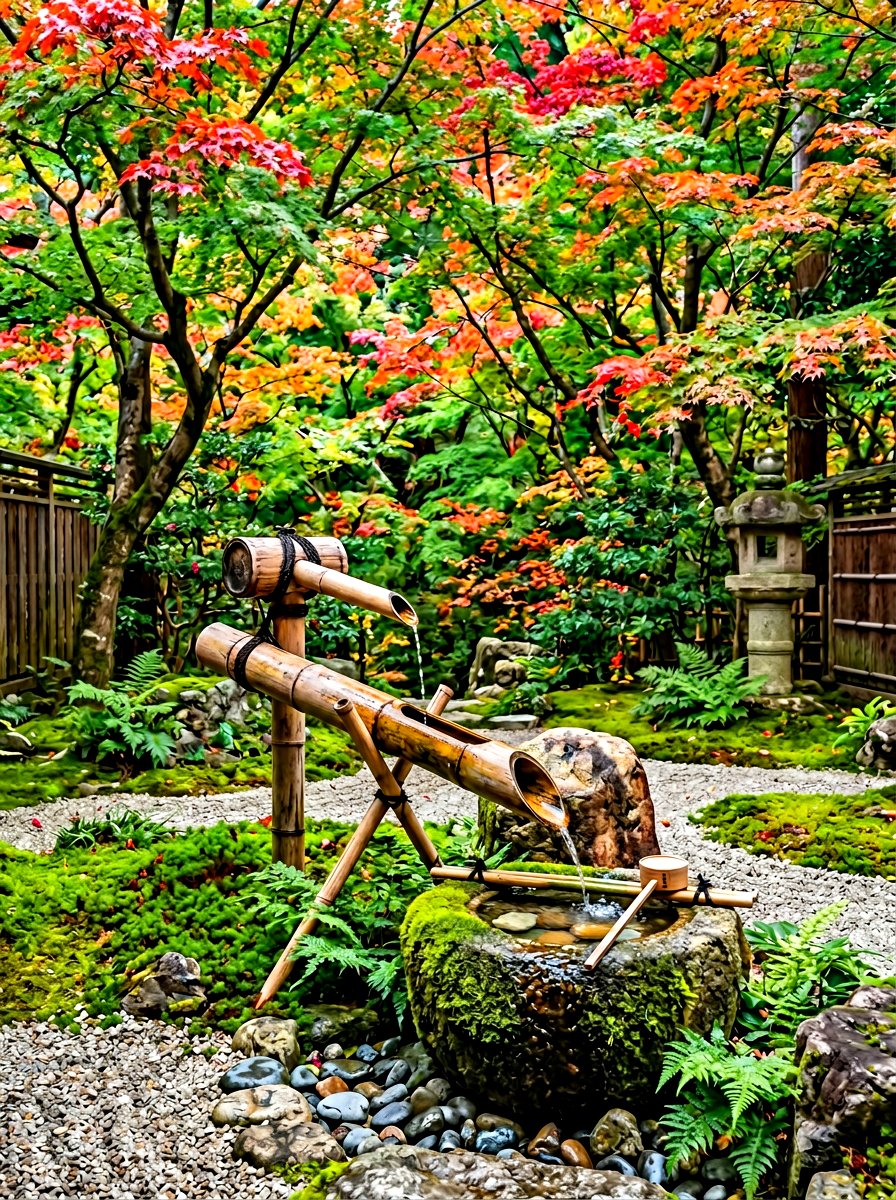 Japanese Bamboo Fountain - 30 garden fountain ideas