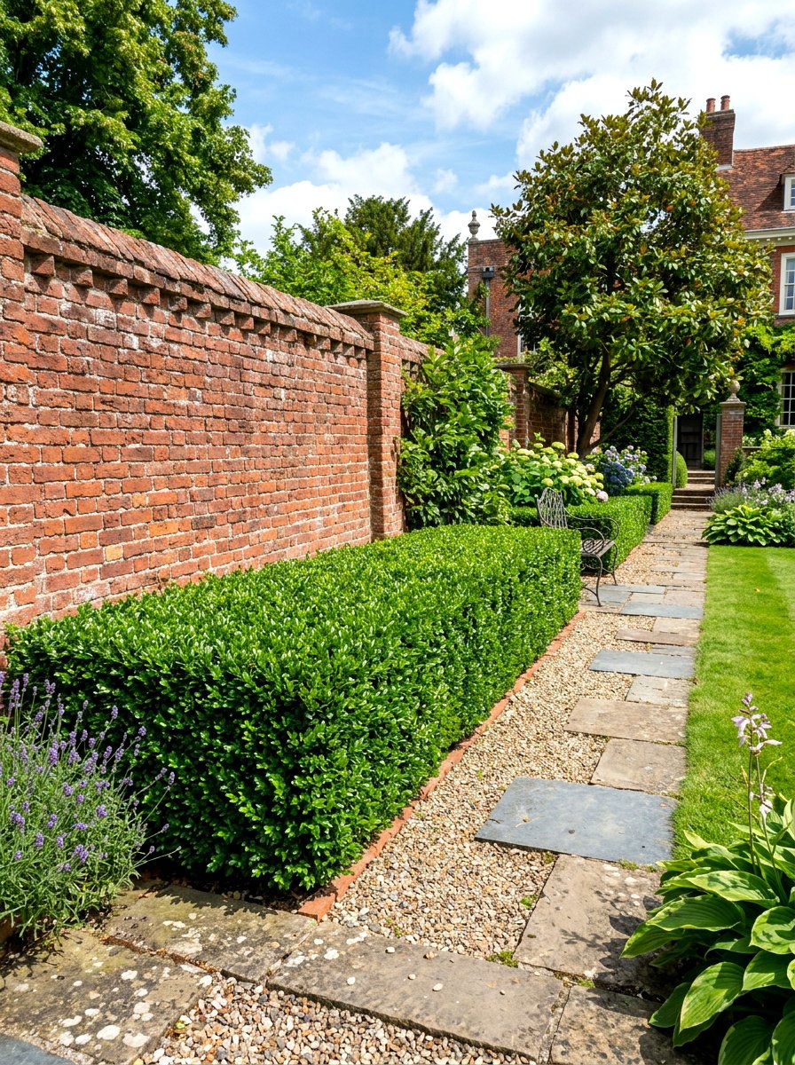 Japanese Boxwood Neatly Trimmed - 30 fence line flower bed ideas