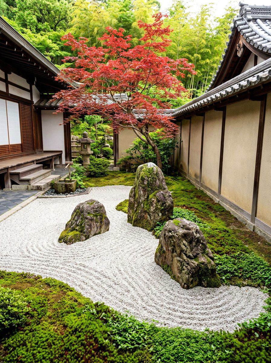 Japanese Corner Zen Garden - 30 corner garden ideas