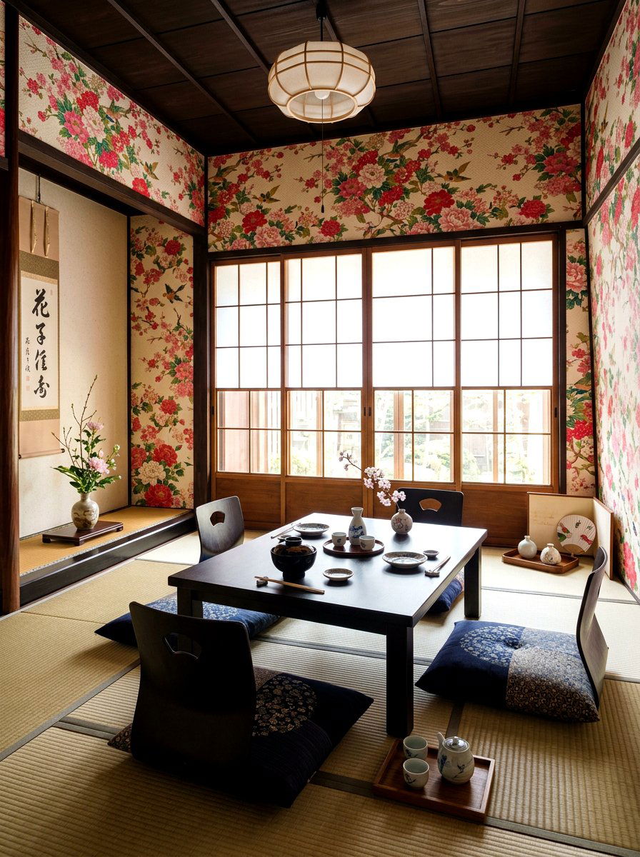 Japanese Floral Wallpaper - 30 floral dining wallpaper ideas
