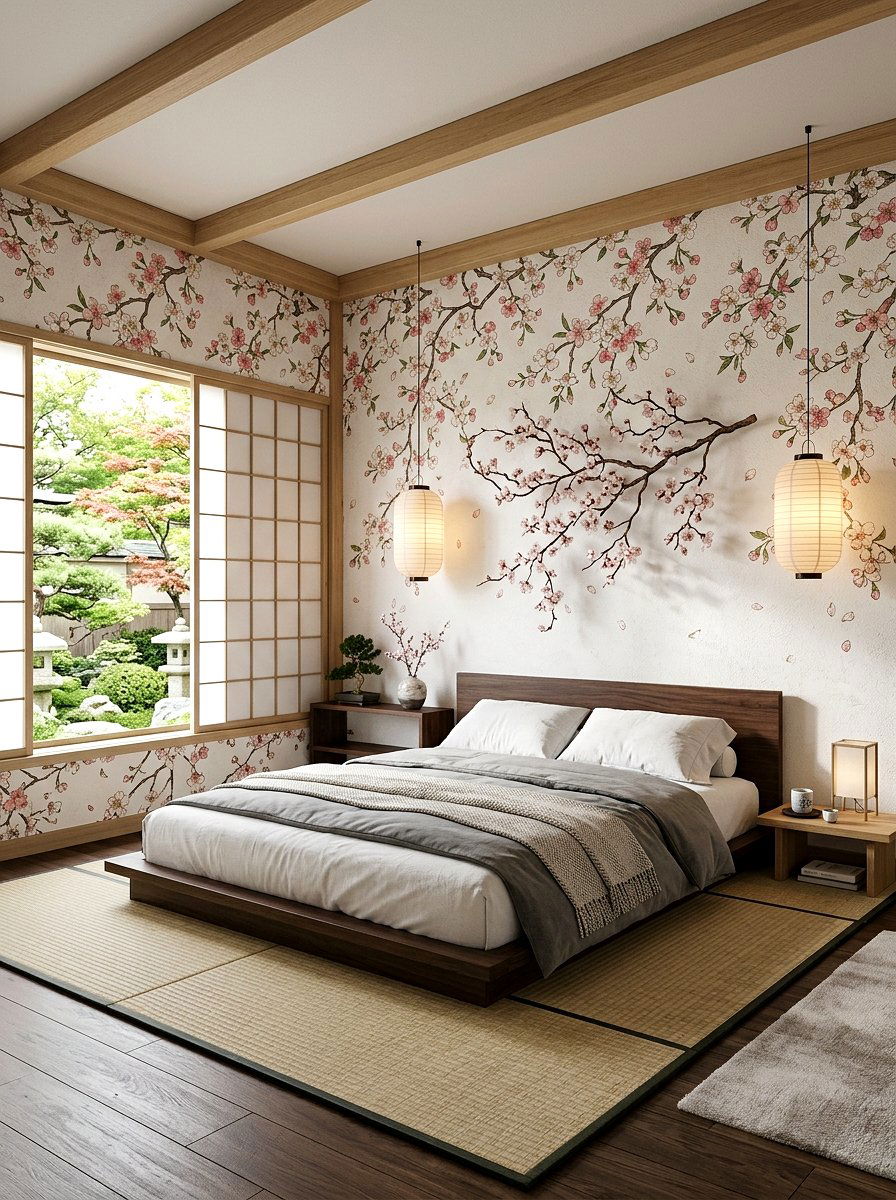 Japanese Floral Wallpaper - 30 floral wallpaper bedroom ideas
