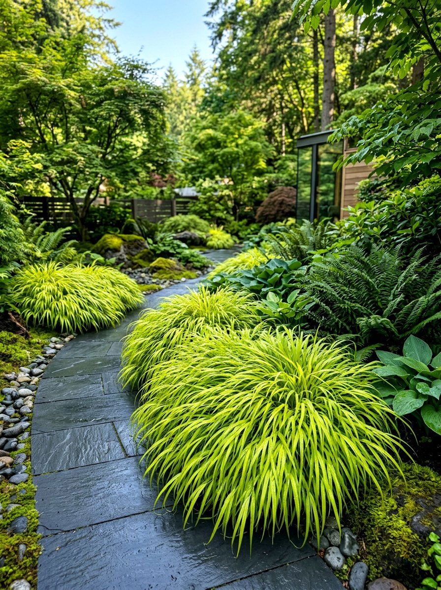 Japanese Forest Grass - 30 shady courtyard garden ideas