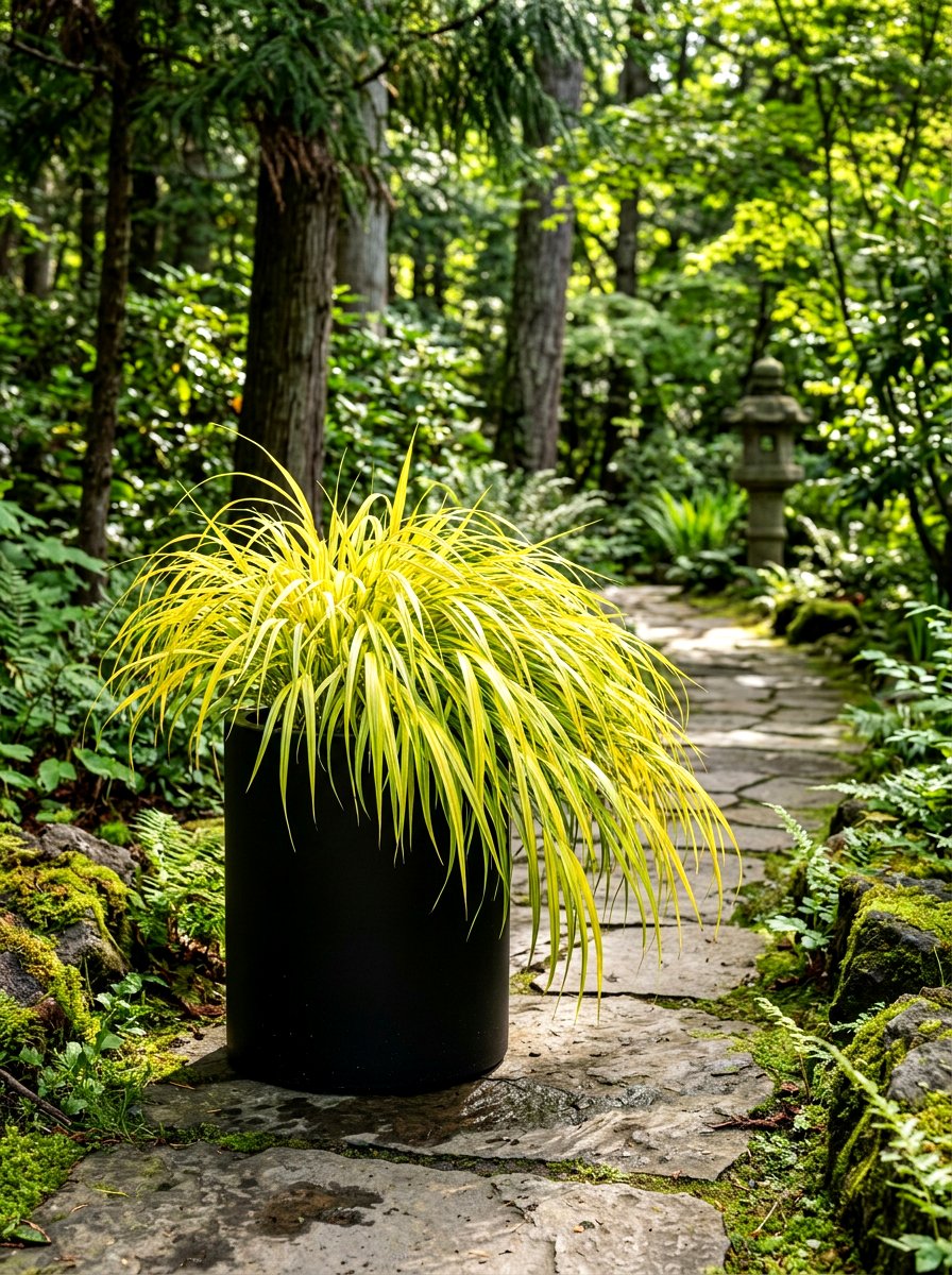 Japanese Forest Grass Planter - 30 shade container garden ideas