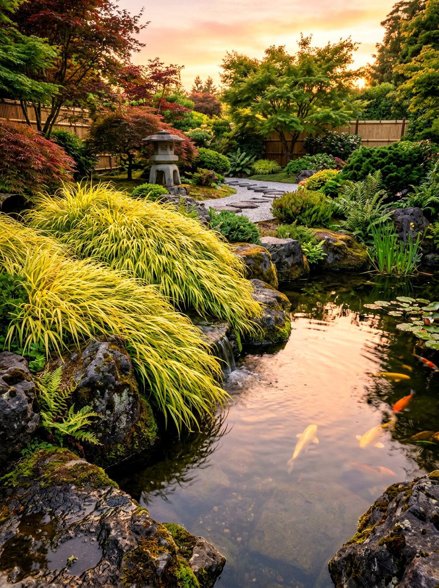 Japanese Forest Grass Pond Edge Planting - 30 pond edge planting ideas