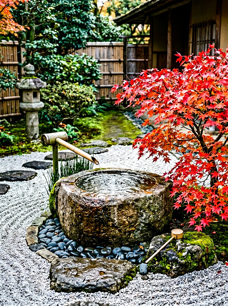 Japanese Garden Basin - 30 bubbling rock fountain ideas