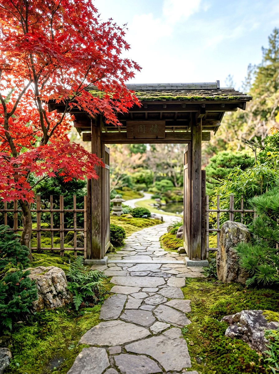 Japanese Gate Garden - 30 front gate flower bed ideas