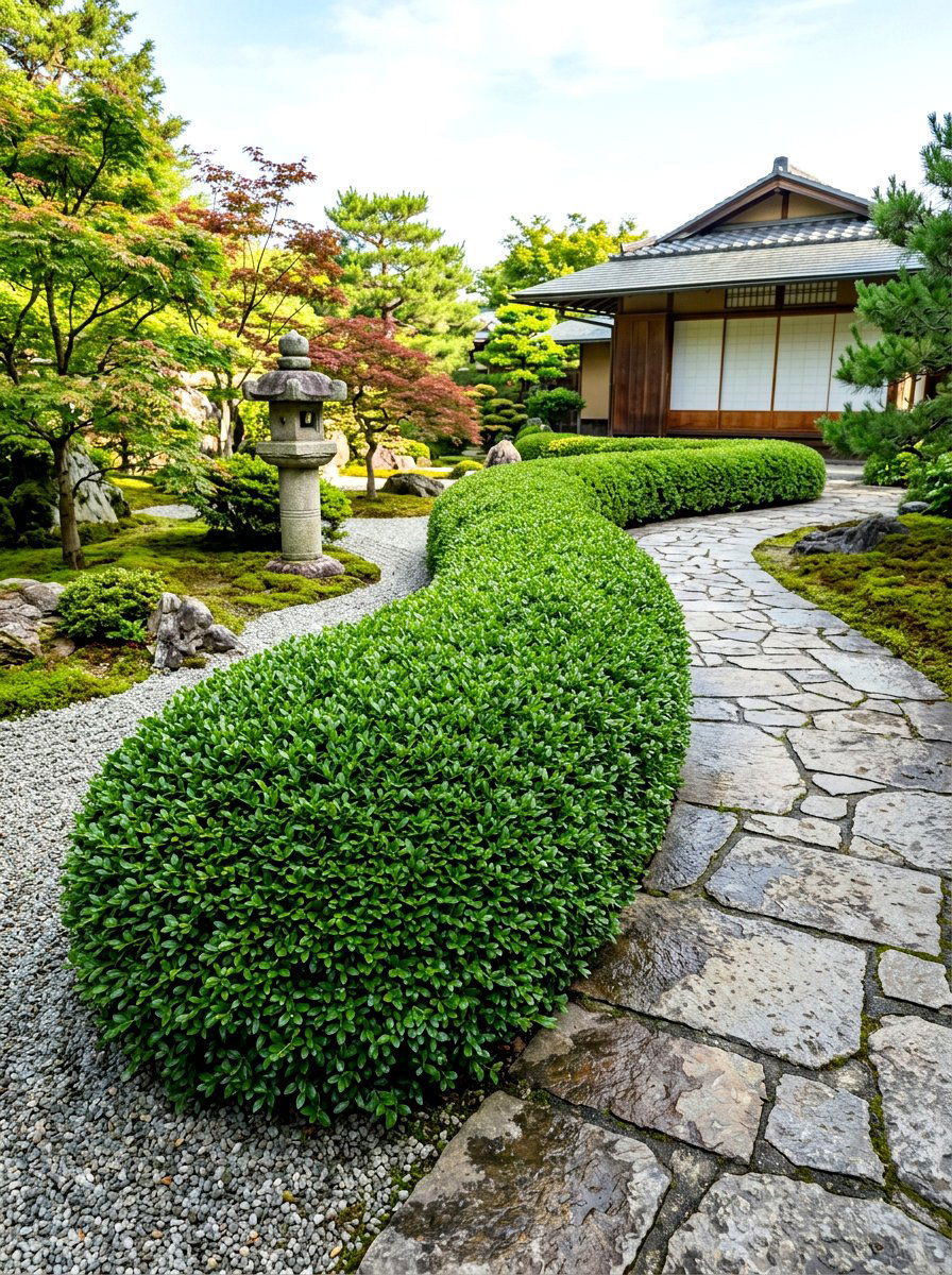Japanese Holly Hedge - 30 hedge privacy ideas