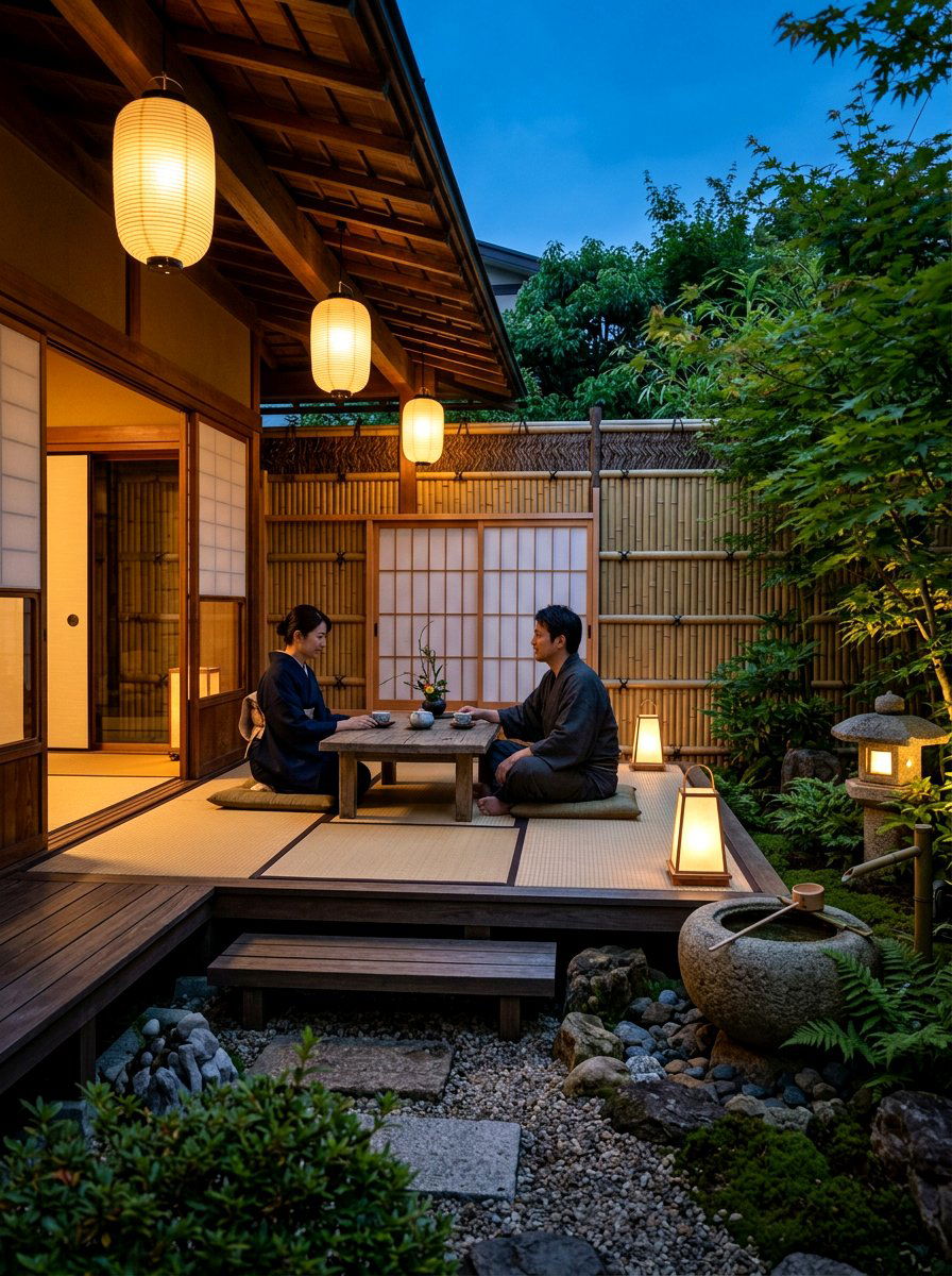 Japanese Inspired Minimalist Patio - 30 outdoor movie patio ideas