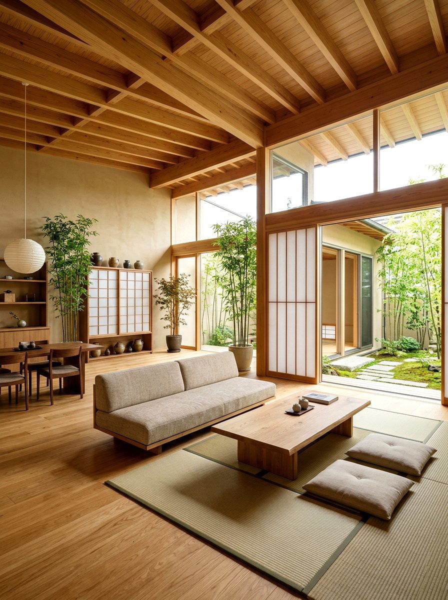 Japanese Inspired Open Floor Plan - 30 open concept living room ideas