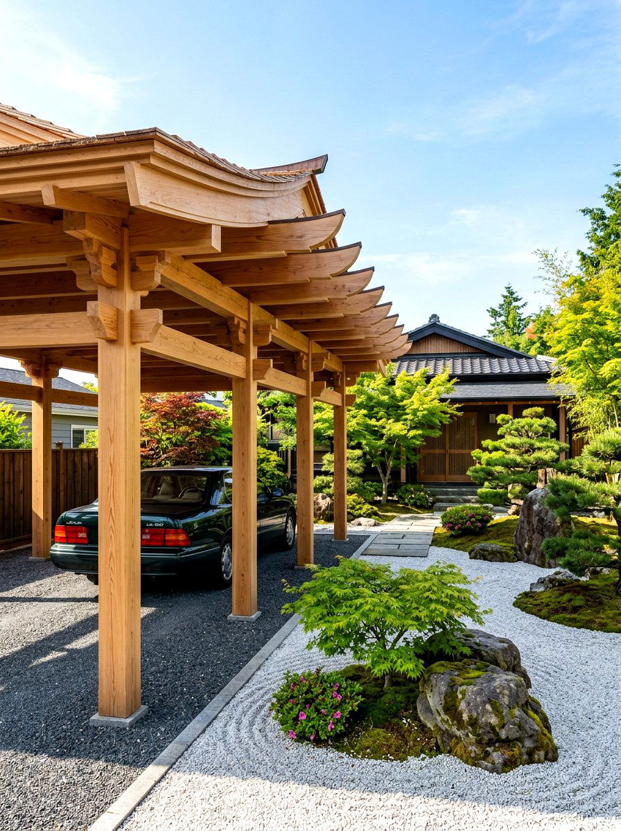 Japanese Inspired Pergola Carport - 30 pergola carport ideas