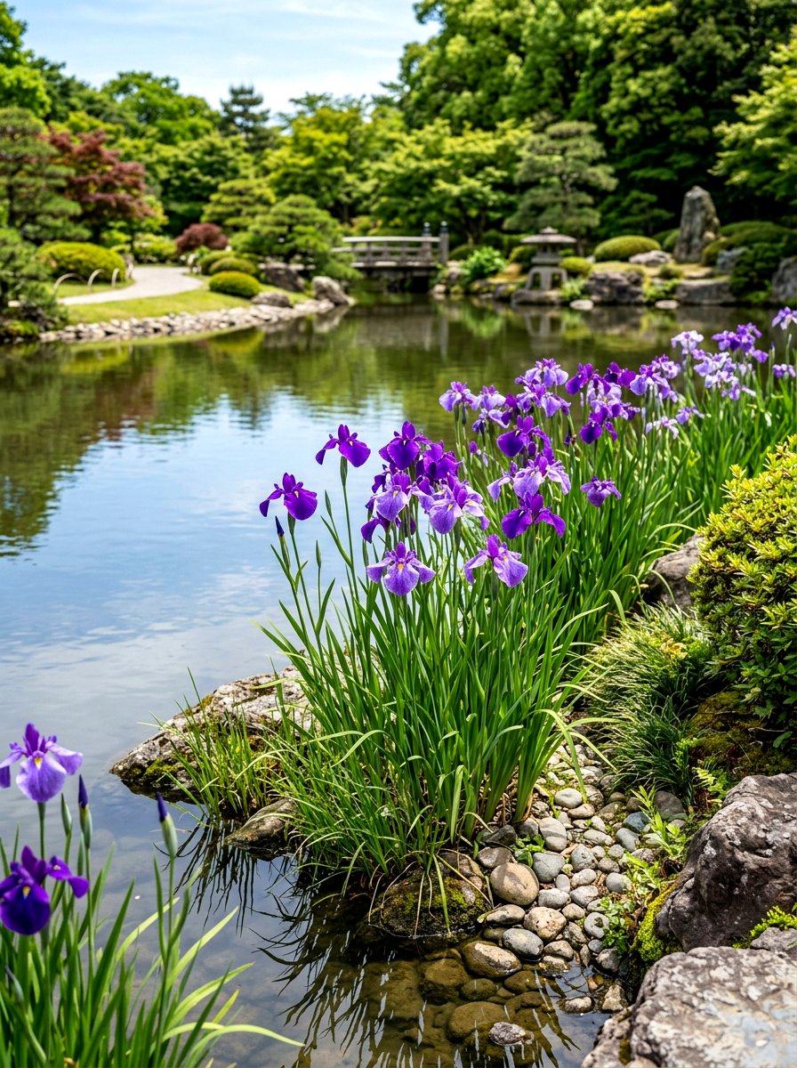Japanese Iris Pond Edge Planting - 30 pond edge planting ideas
