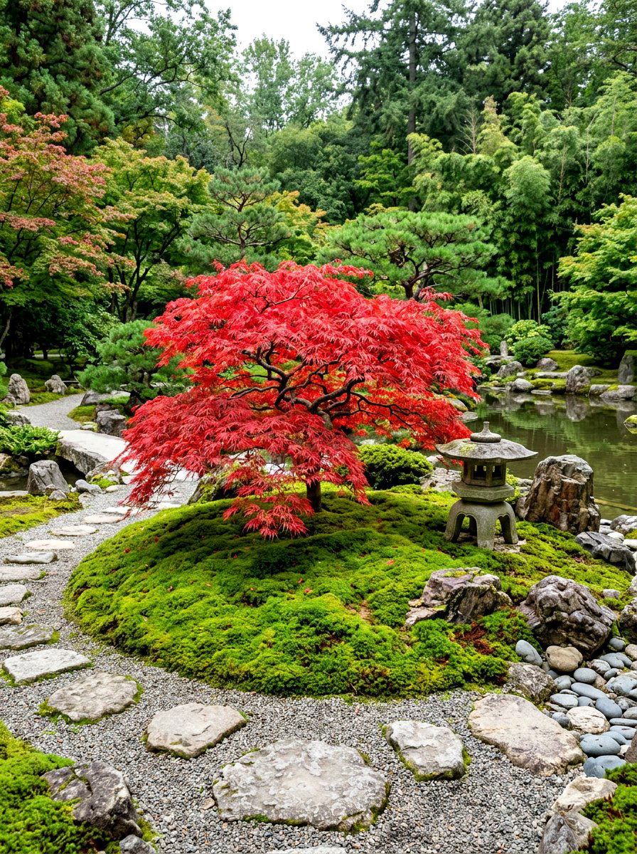 Japanese Maple Specimen Planting - 30 driveway island landscaping ideas