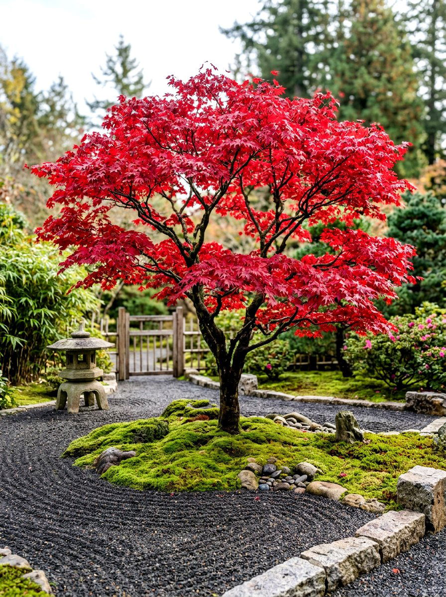 Japanese Maple Zen Bed - 30 modern flower bed ideas
