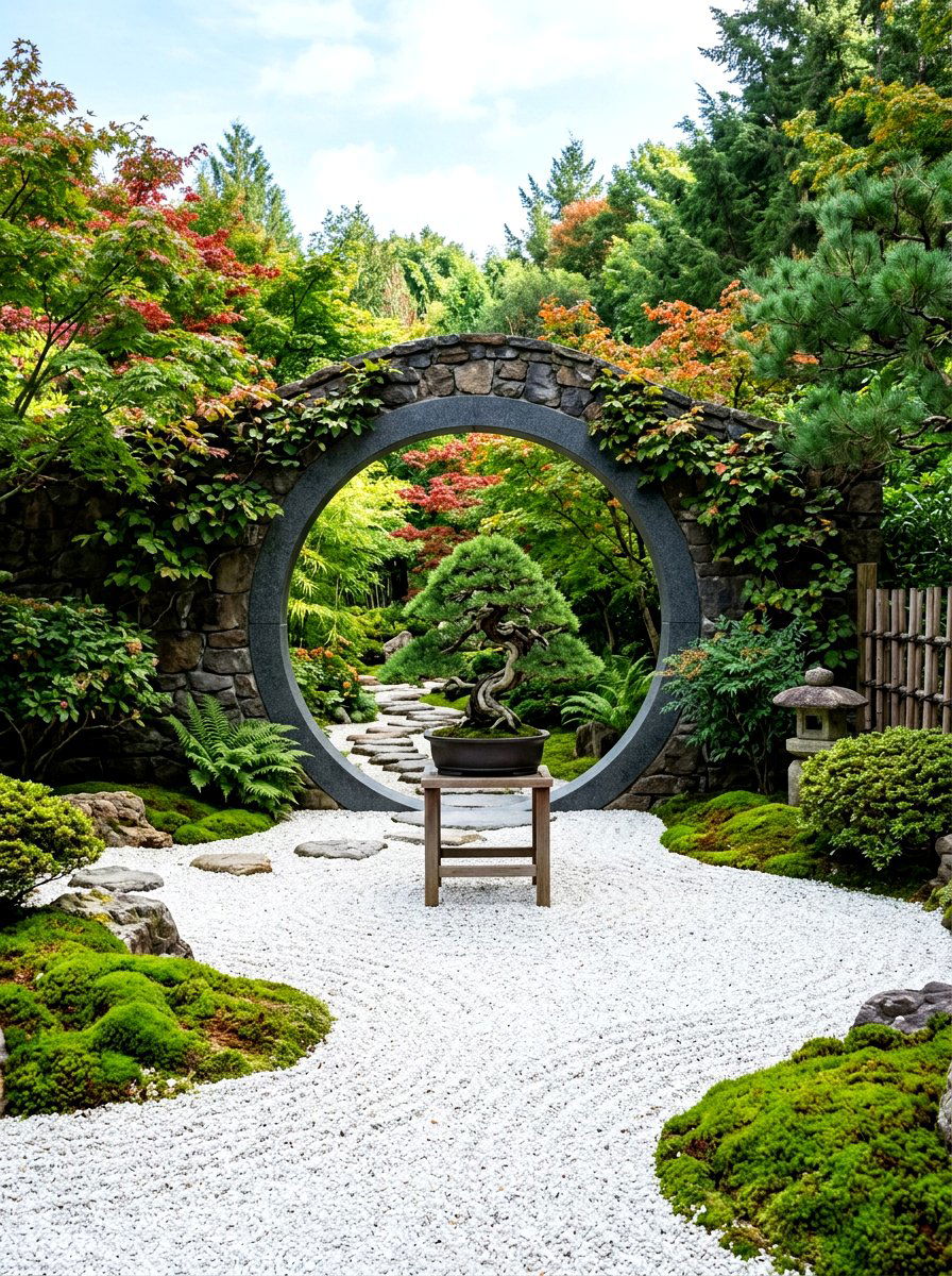 Japanese Moon Gate Garden - 30 moon gate backyard ideas