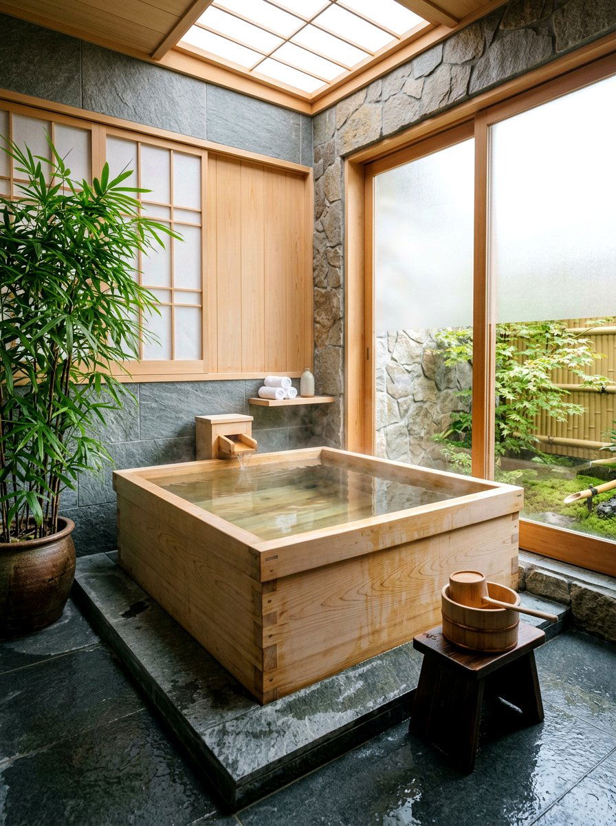 Japanese Ofuro Tub - 30 wellness bathroom ideas