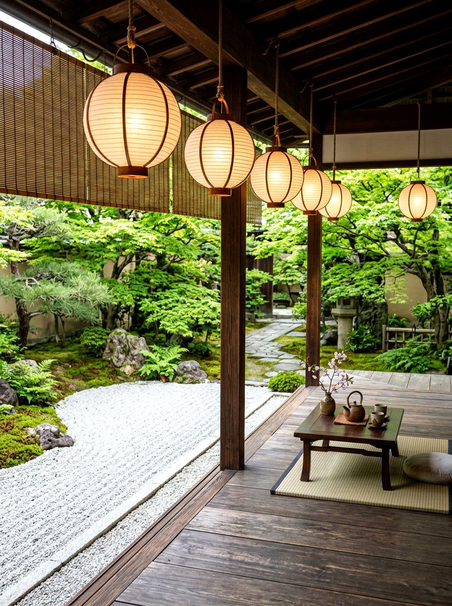 Japanese Paper Lantern - 30 lamp lit patio ideas