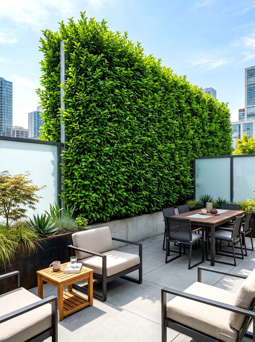 Japanese Privet living wall - 30 evergreen privacy border ideas
