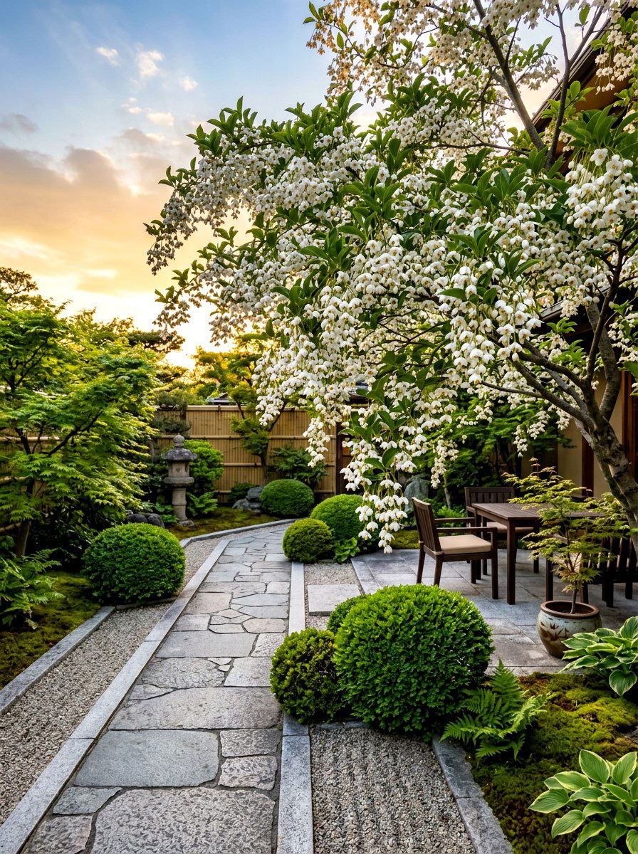Japanese Snowbell Tree - 30 flowering tree garden ideas