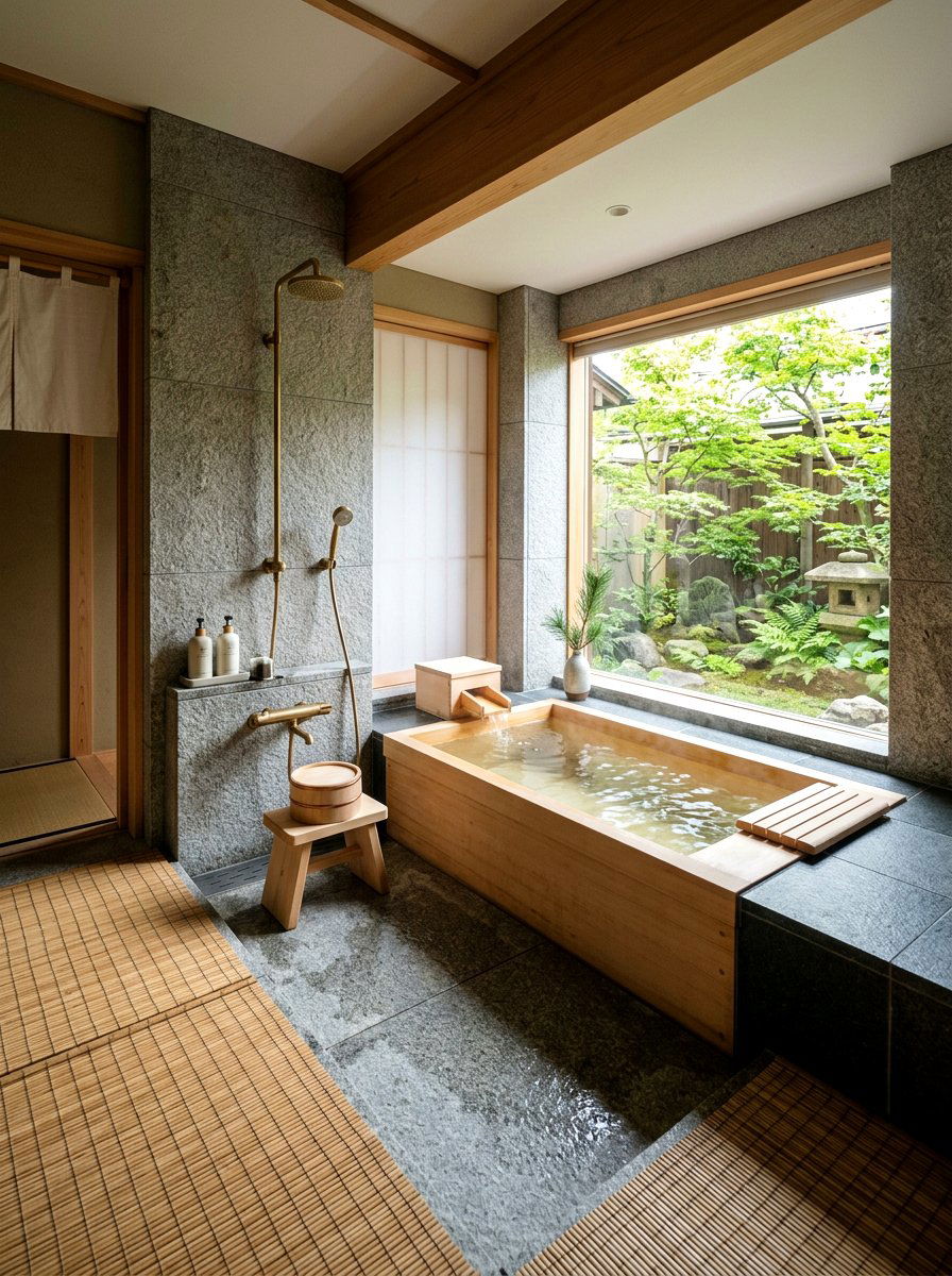 Japanese Soaking Bathroom - 30 spa hotel bathroom ideas