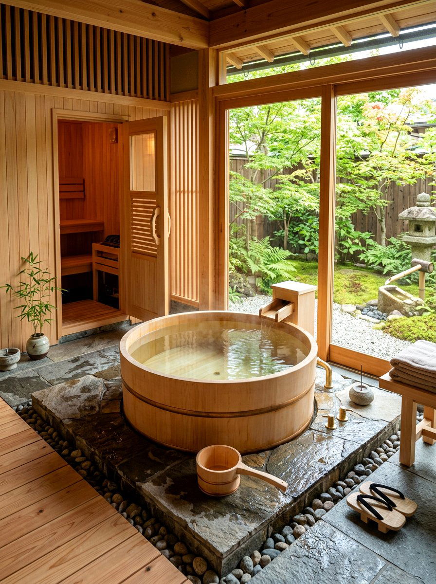 Japanese Soaking Tub And Sauna - 30 sauna inspired bathroom ideas