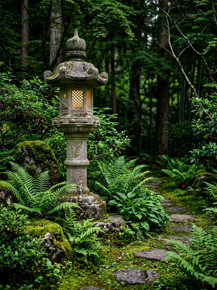 Japanese Stone Lantern - 30 Japanese garden ideas
