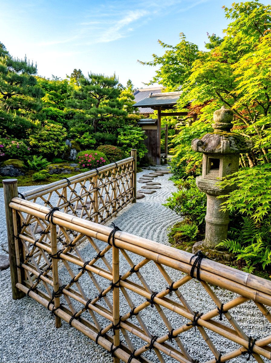 Japanese Style Bamboo Fence - 30 bamboo privacy screen ideas