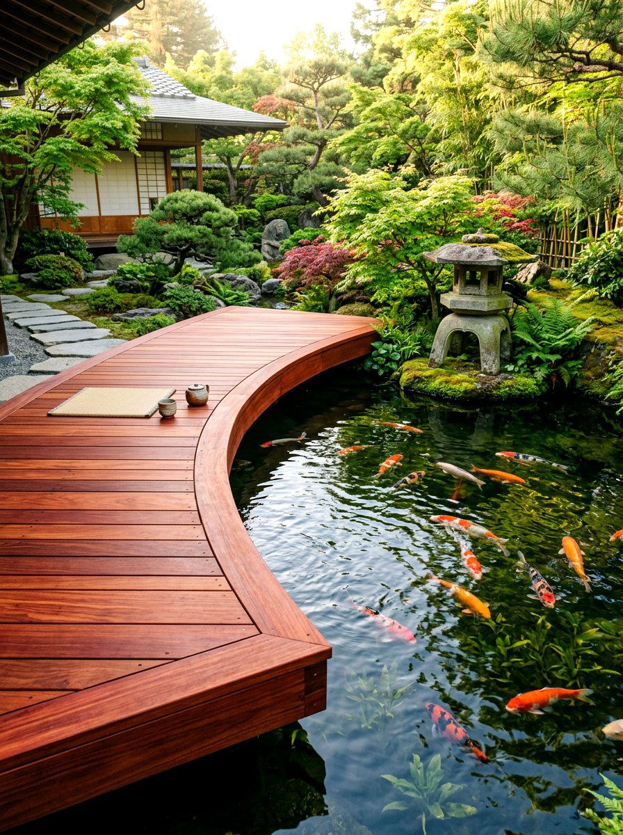 Japanese Style Garden Deck - 30 backyard yoga deck ideas
