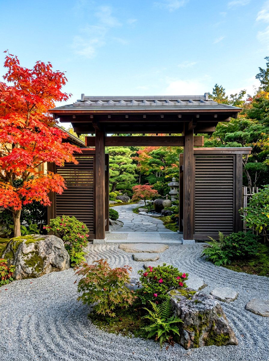 Japanese Style Garden Gate Arbor - 30 arbor garden entrance ideas