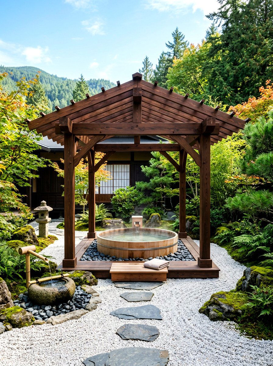 Japanese Style Hot Tub Pergola - 30 pergola over hot tub ideas