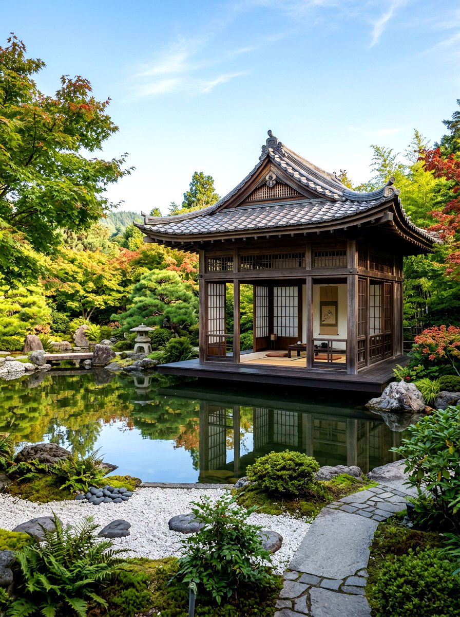 Japanese Style Teahouse Gazebo - 30 poolside gazebo ideas