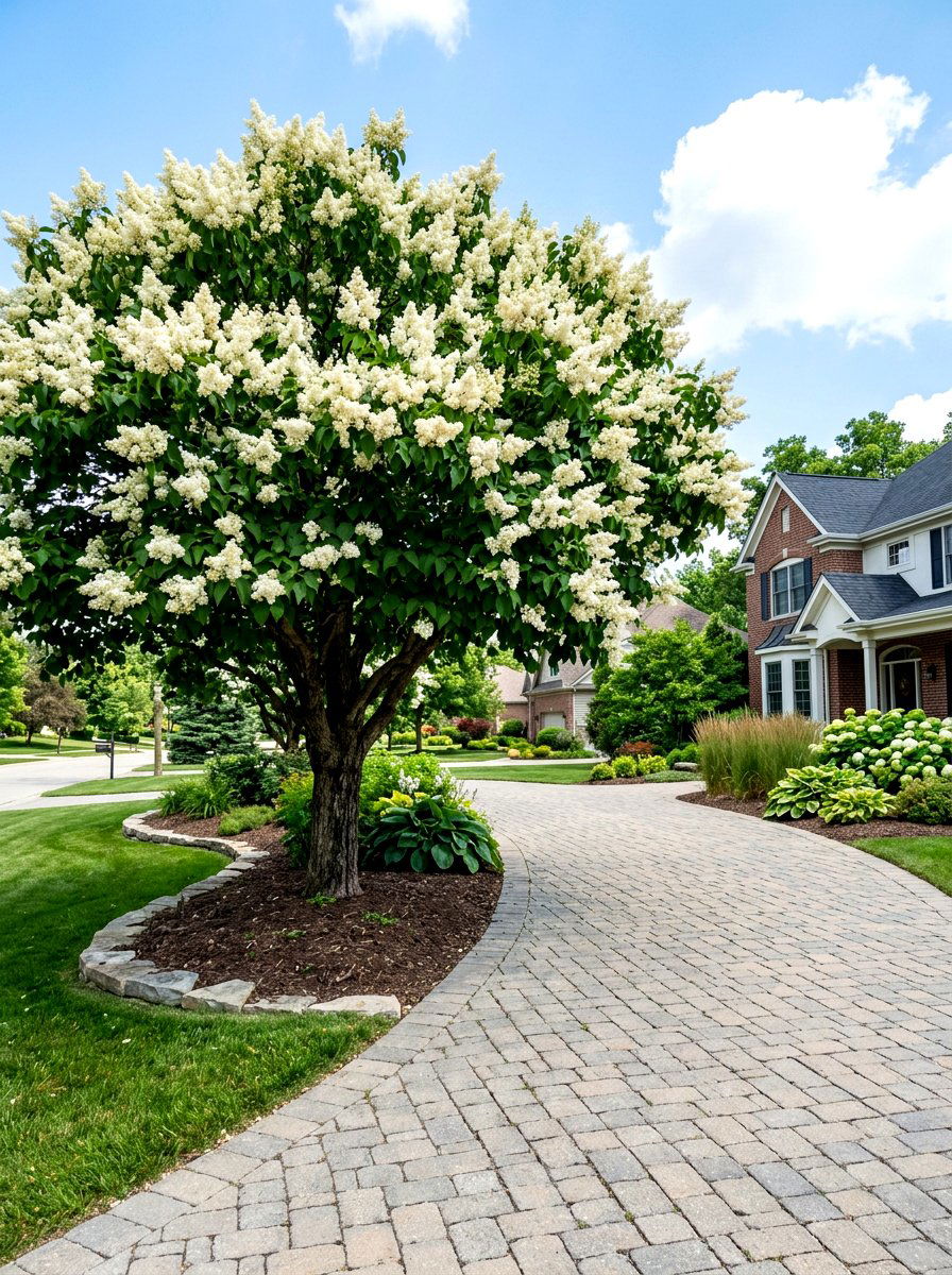 Japanese Tree Lilac Driveway - 30 ornamental tree landscaping ideas