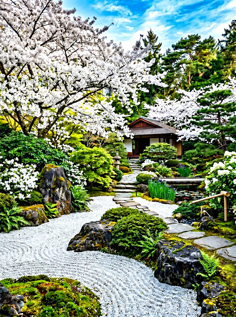 Japanese White Garden - 30 white flower garden ideas