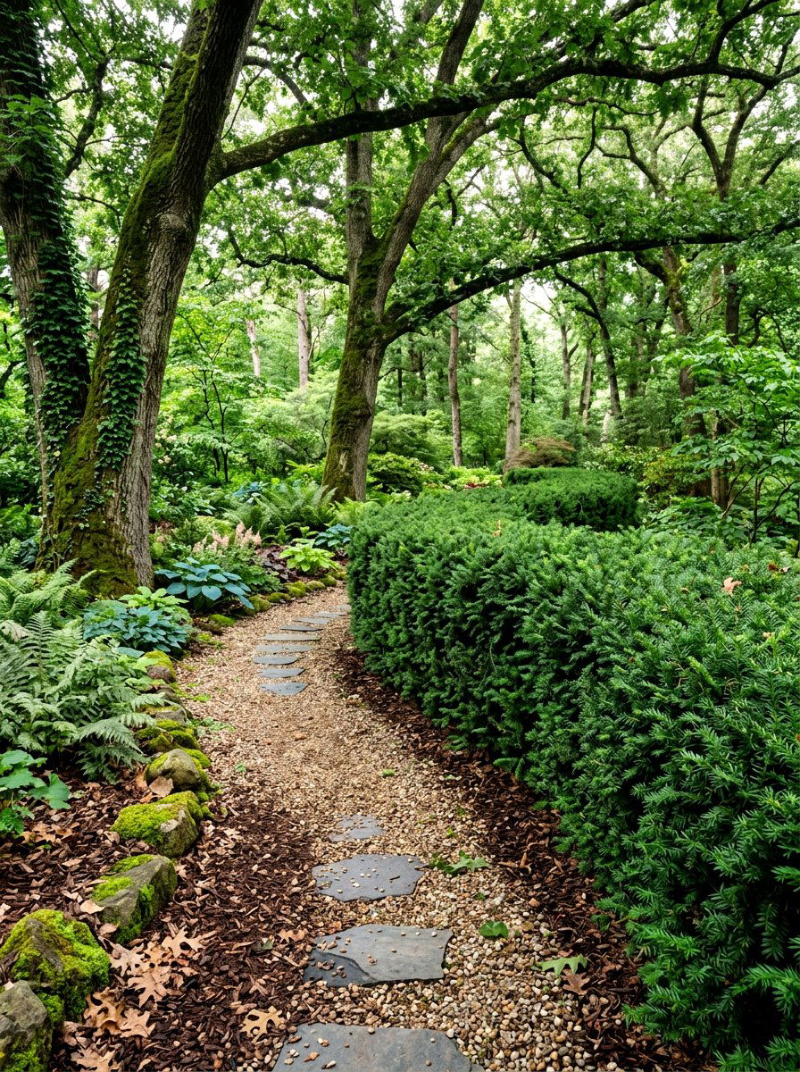 Japanese Yew Shade Border - 30 evergreen landscaping ideas