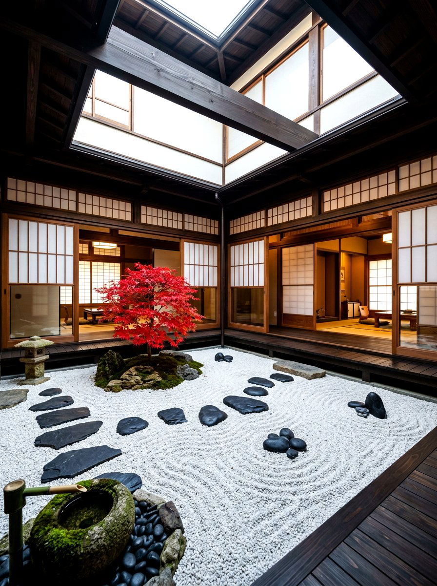 Japanese Zen Courtyard - 30 atrium house ideas