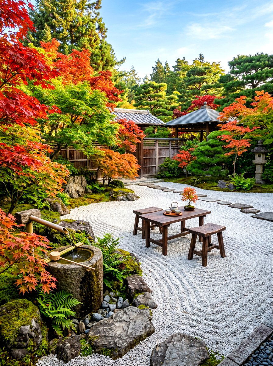 Japanese Zen Garden - 30 outdoor dining area ideas