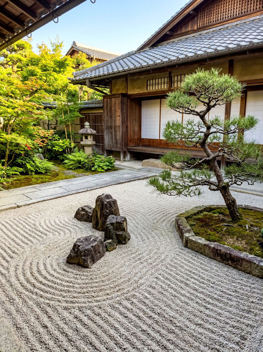 Japanese Zen Garden Bed - 30 flower bed landscaping ideas