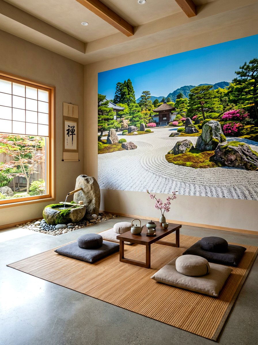 Japanese Zen Garden Mural - 30 landscape mural wall ideas