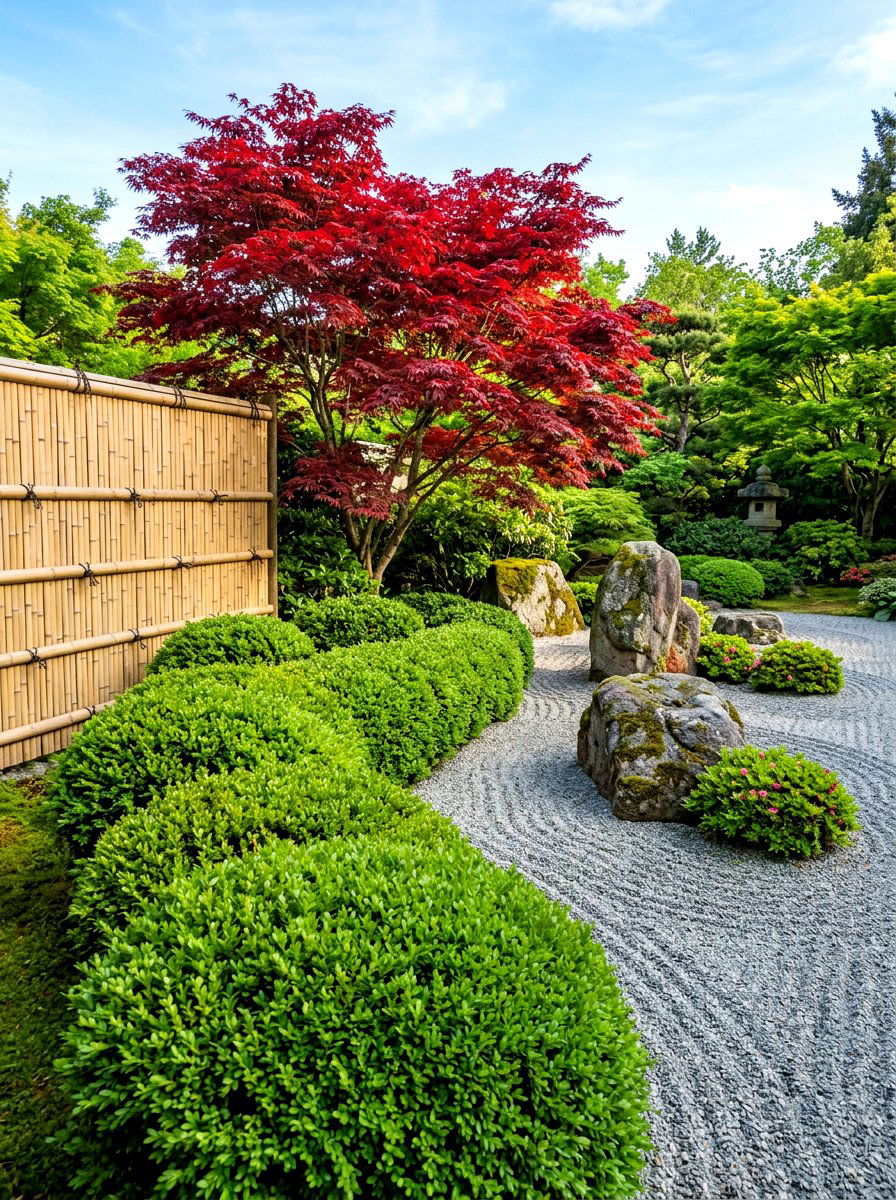 Japanese Zen Hedge - 30 layered hedge front yard ideas