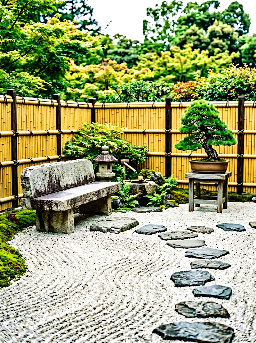 Japanese Zen Stone Bench - 30 stone bench garden ideas