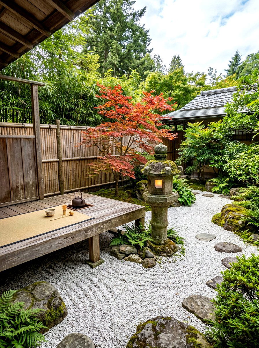 Japanese Zen Tea Garden - 30 tea garden corner ideas
