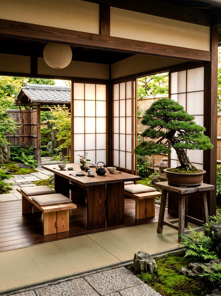 Japanese Zen Terrace - 30 terrace dining ideas