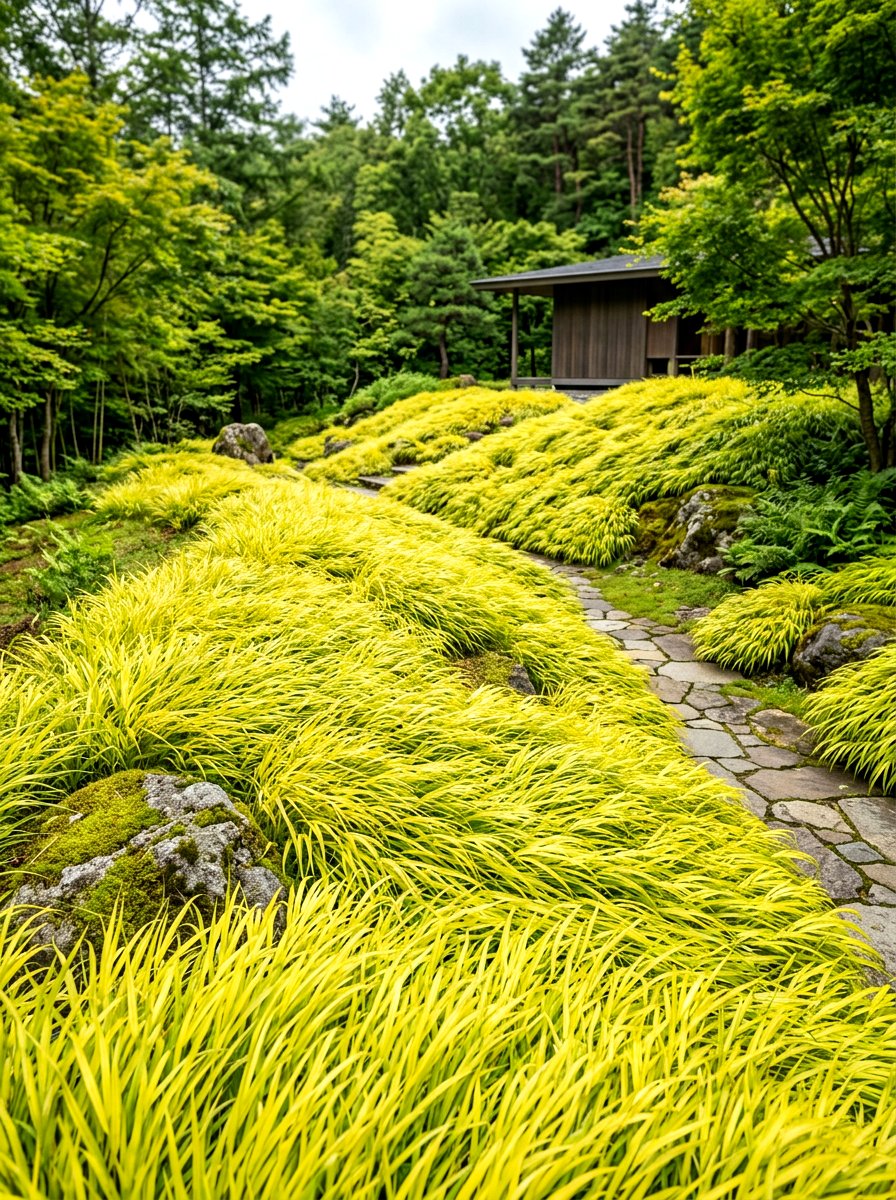 Japanese forest grass landscape - 30 shade perennial garden ideas