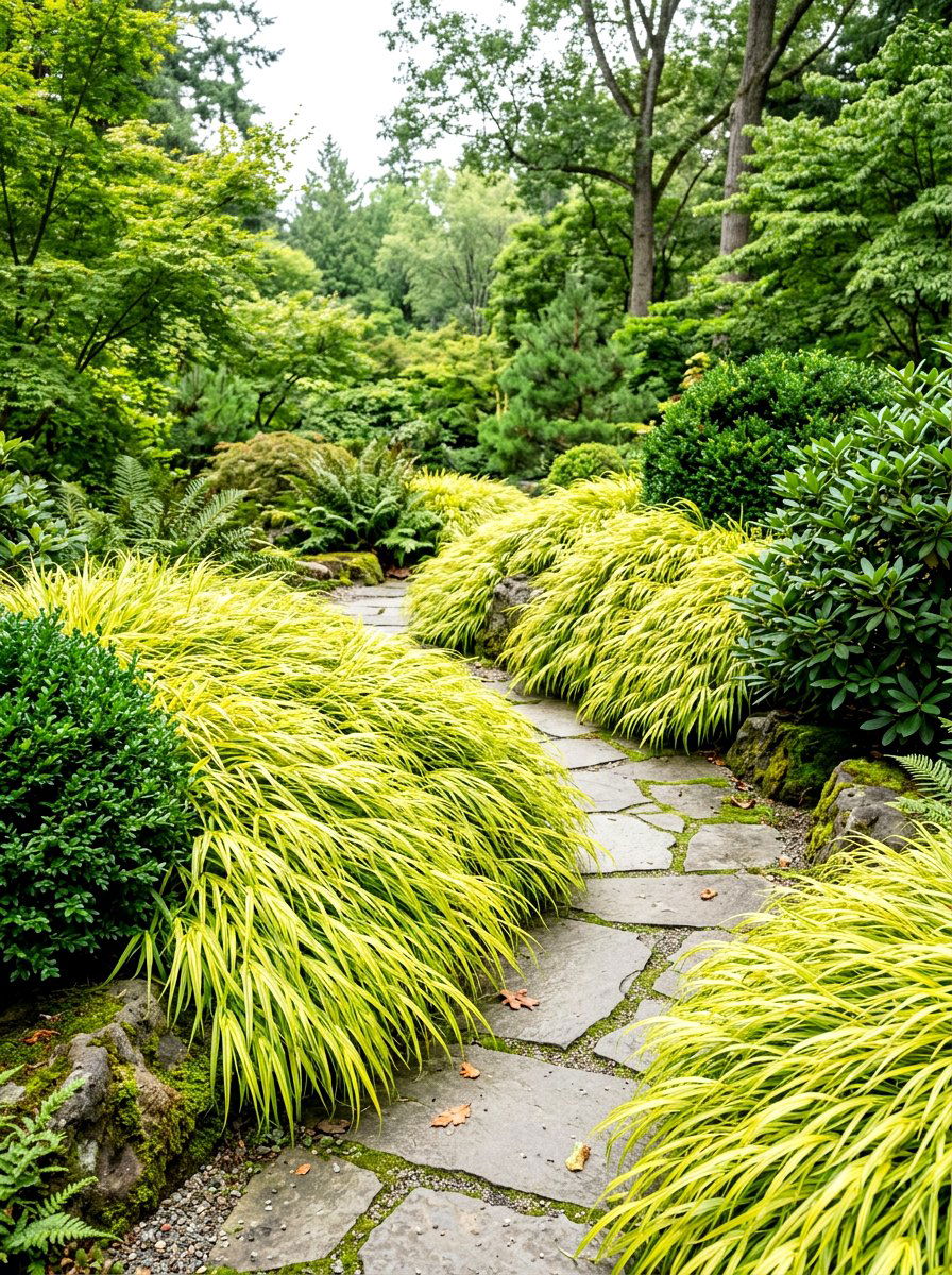 Japanese forest grass landscaping - 30 shade garden ideas