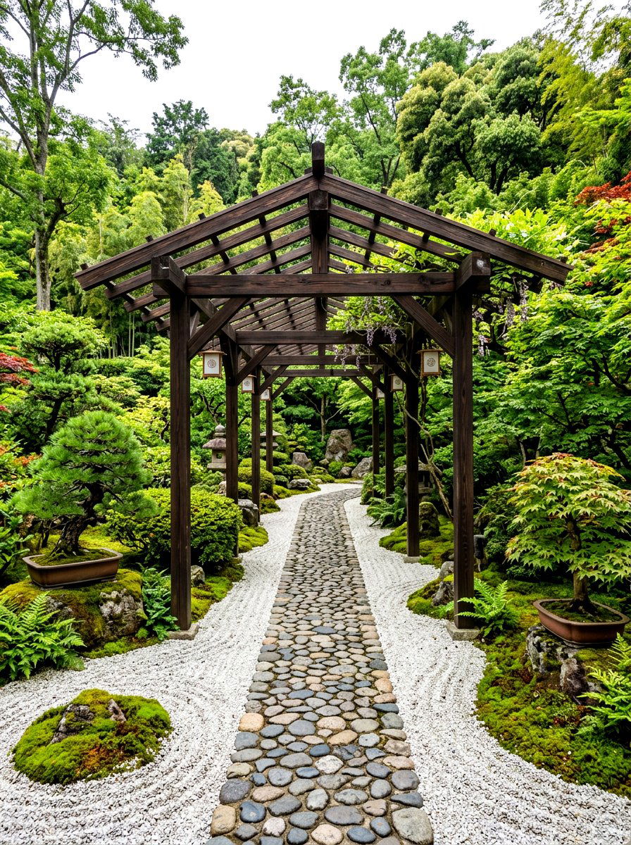 Japanese garden Zen pergola walkway - 30 pergola walkway ideas