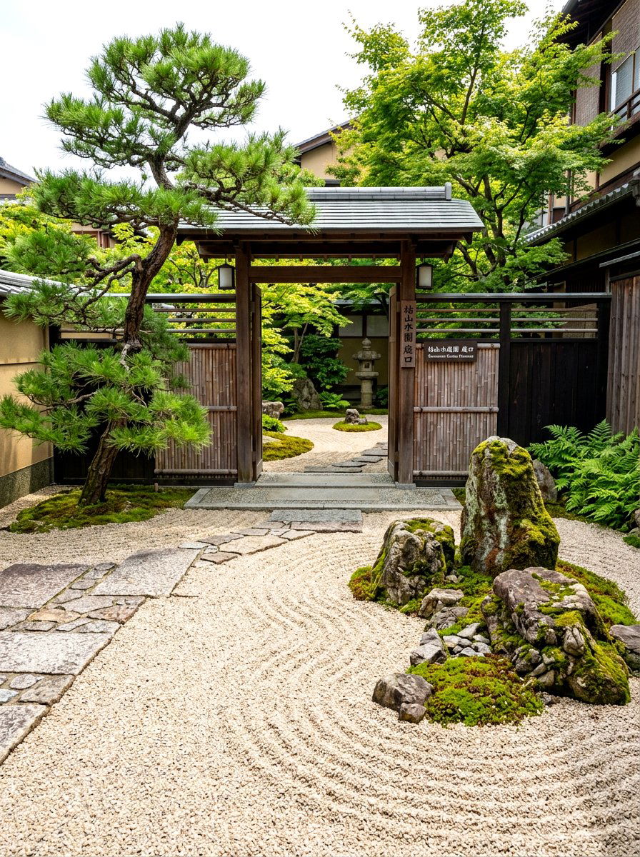 Japanese gravel garden entrance - 30 courtyard house entry ideas