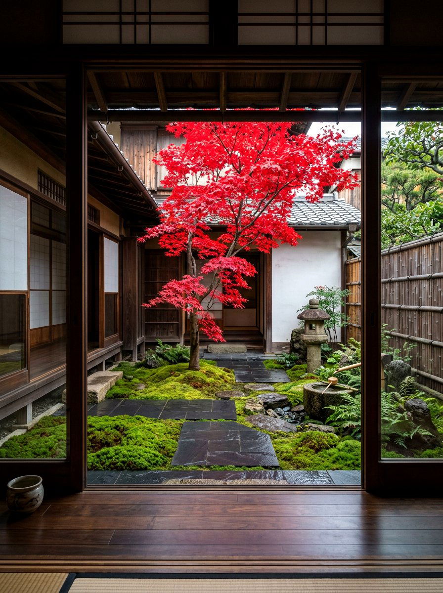 Japanese maple courtyard - 30 indoor courtyard garden ideas