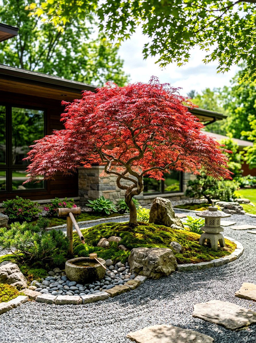 Japanese maple foundation focal point - 30 foundation landscaping ideas