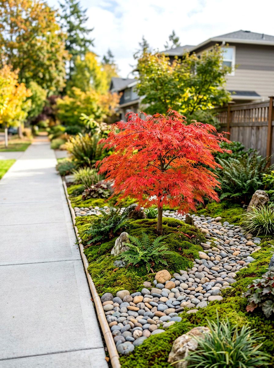 Japanese maple sidewalk garden - 30 sidewalk garden ideas